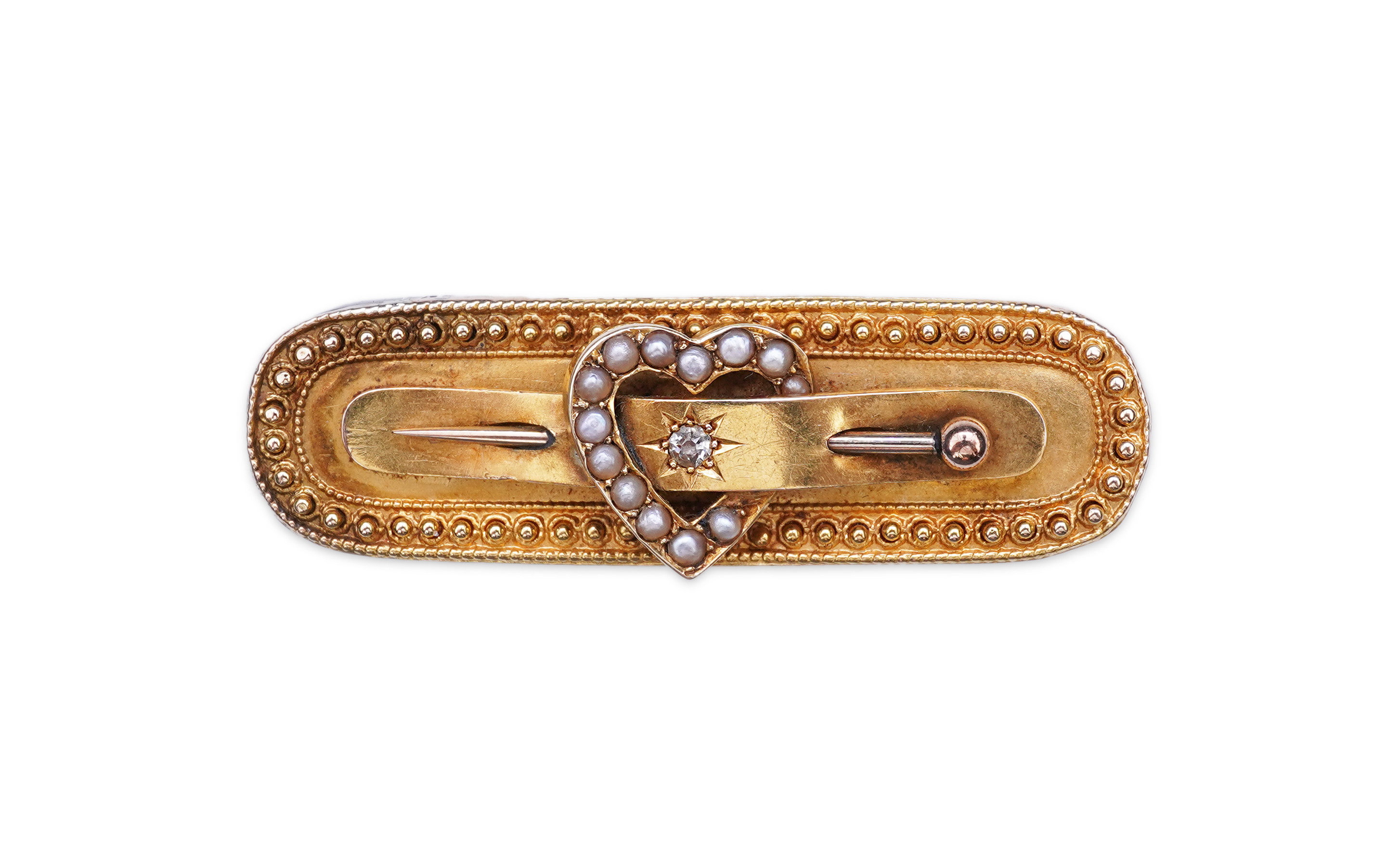 An Edwardian gold and seed pearl brooch, circa 1896